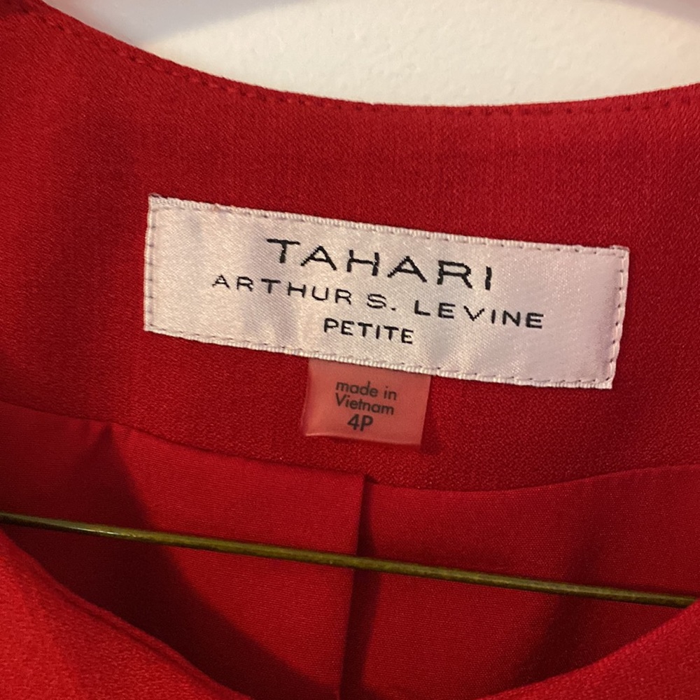 Tahari Red Blazer Skirt Suit Set - Picture 3 of 5